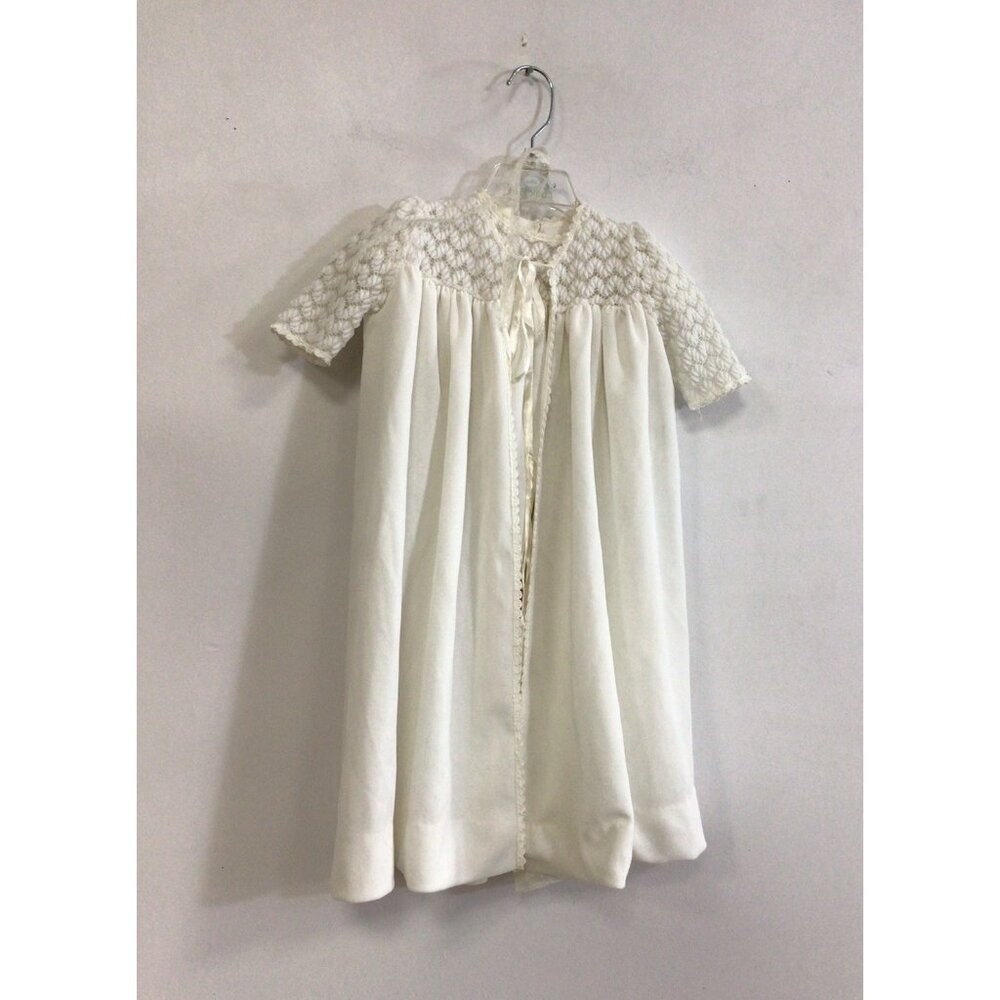 Vintage Baby Christening 4 Piece White Outfit, Dress Jacket, Bonnet, Slip